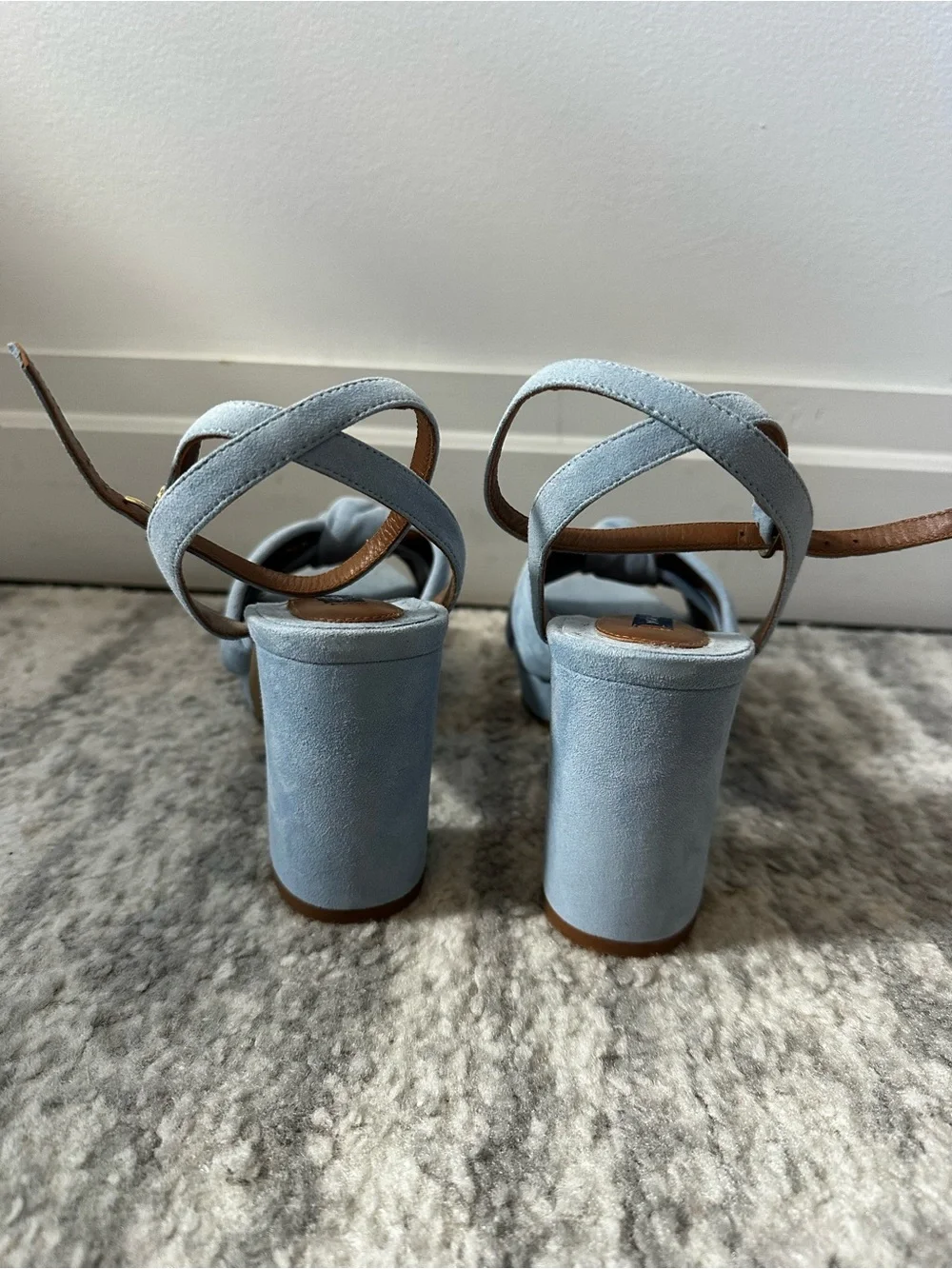NEW Margaux Light Blue Knotted Ankle-Strap Platform Sandals